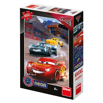 DINO CARS 3: VÍTĚZNÉ KOLO 100XL neon Puzzle NOVÉ – hračka pro děti