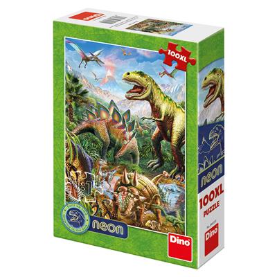 DINO SVĚT DINOSAURŮ 100XL neon Puzzle NOVÉ – hračka pro děti