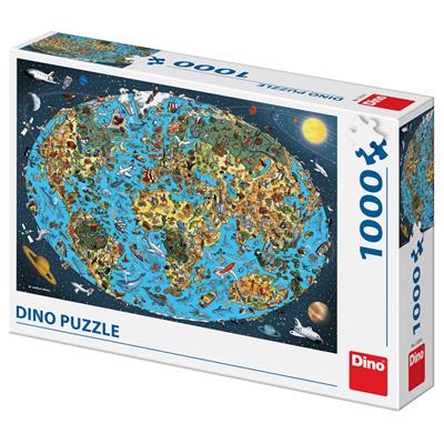 DINO KRESLENÁ MAPA SVĚTA 1000 Puzzle NOVÉ – hračka pro děti