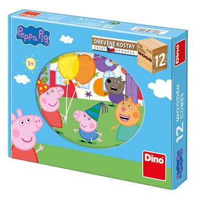 DINO PEPPA PIG 12 Dřevěné kostky – hračka pro děti