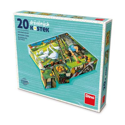 DINO NA STATKU 20 Dřevěné kostky – hračka pro děti