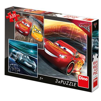 DINO CARS 3: TRÉNINK 3x55 Puzzle NOVÉ – hračka pro děti