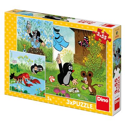 DINO KRTEČEK A KALHOTKY 3x55 Puzzle NOVÉ – hračka pro děti
