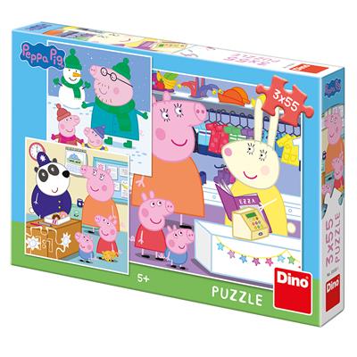 DINO PEPPA PIG: VESELÉ ODPOLEDNE 3x55 Puzzle NOVÉ – hračka pro děti