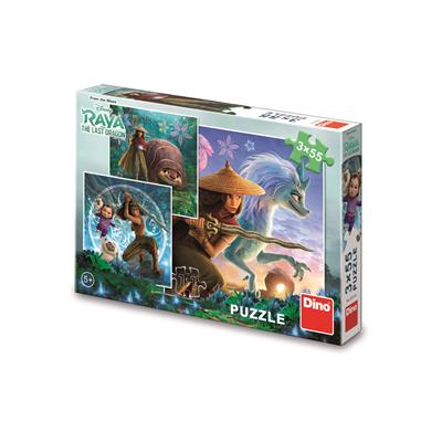 DINO RAYA A KAMARÁDI 3x55 Puzzle – hračka pro děti