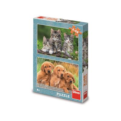 DINO PEJSCI A KOČIČKY 2x48 Puzzle – hračka pro děti