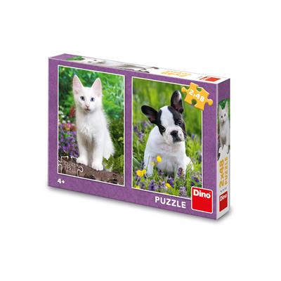DINO BULDOČEK A KOTĚ 2x48 Puzzle – hračka pro děti