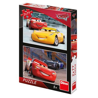 DINO CARS 3: ZÁVODNÍCI 2x77 Puzzle NOVÉ – hračka pro děti