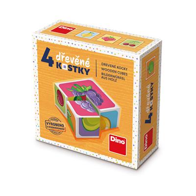 DINO OVOCE 4 Dřevěné kostky – hračka pro děti
