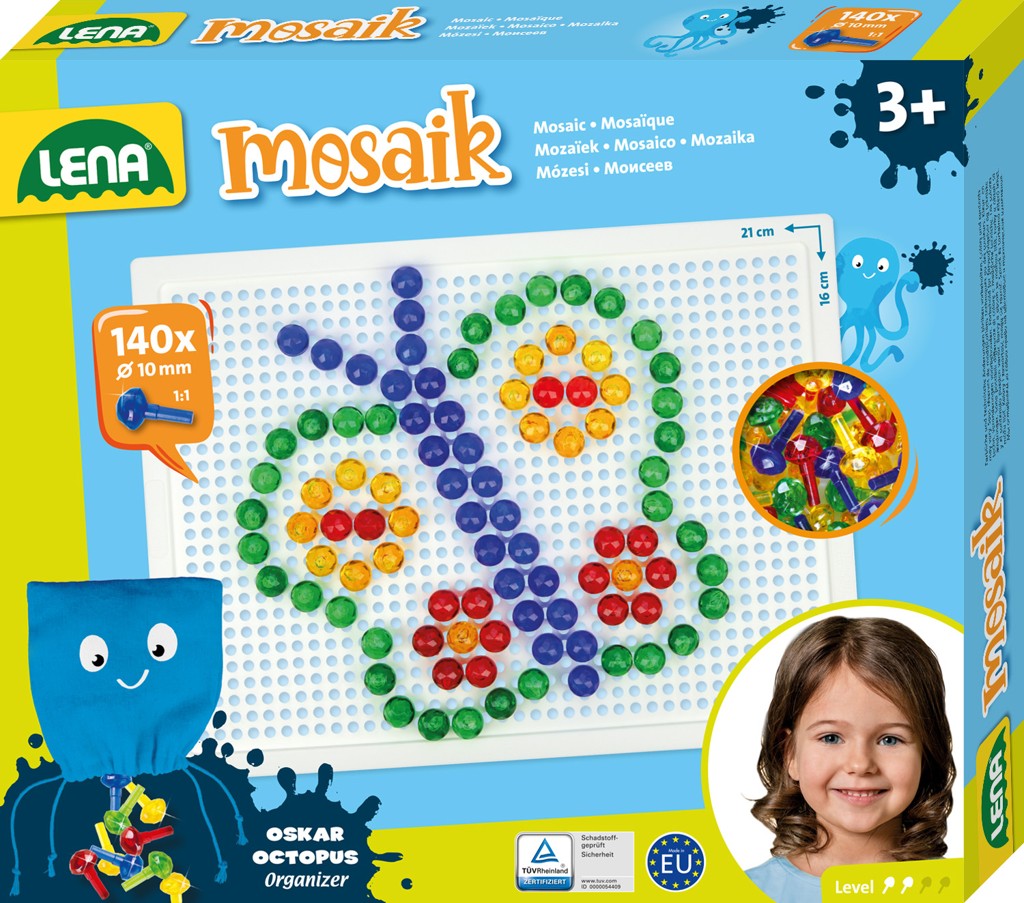 LENA Mozaika transparentní, 140ks, 10 mm – hračka pro děti