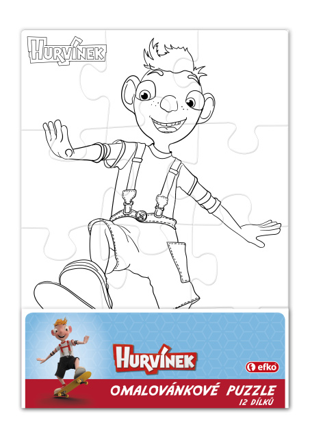 EFKO Puzzle HURVÍNEK - namaluj si sám obdélník 12 dílků – hračka pro děti
